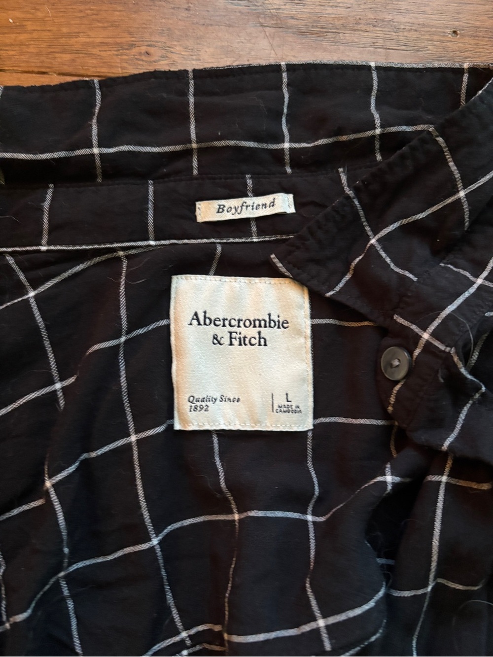 Abercrombie & Fitch Black Windowpane Shirt Womens Large